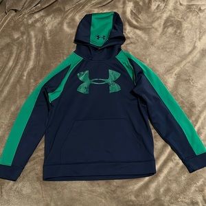 Boys Under Armour Logo Hoodie Sweatshirt Youth Medium YMD Blue Green